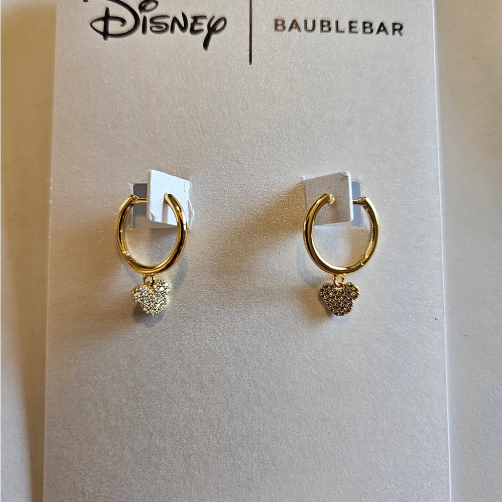 Baublebar Disney Gold Hoop Earrings with Mickey